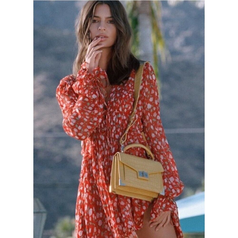 The Kooples Red Floral Dress Aso Emily Ratajkowski size 3